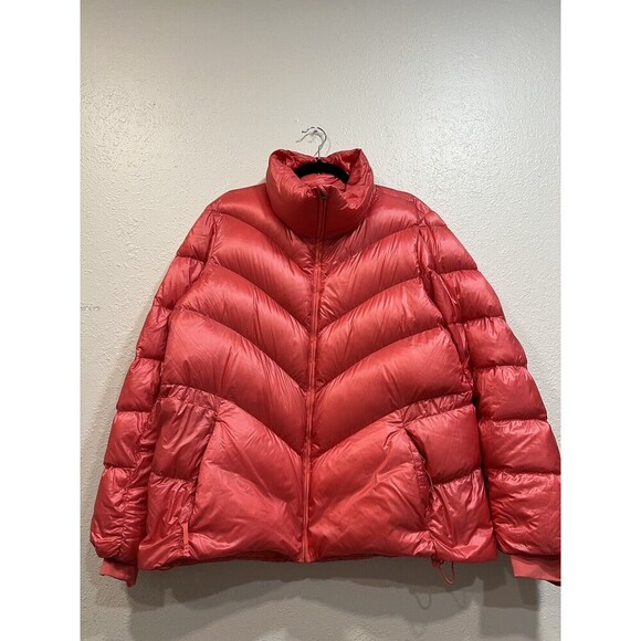 ATHLETA Lofty Down Puffer Jacket Full Zip Coat Jacket Size Large  Pink /orange - Picture 1 of 10